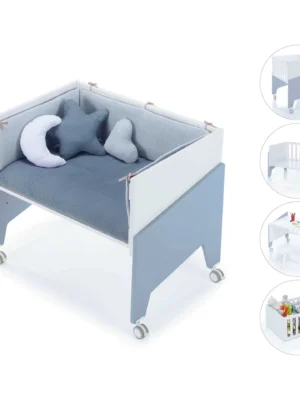 Minicuna de colecho 50x80 Equo blanca/azul (5en1)