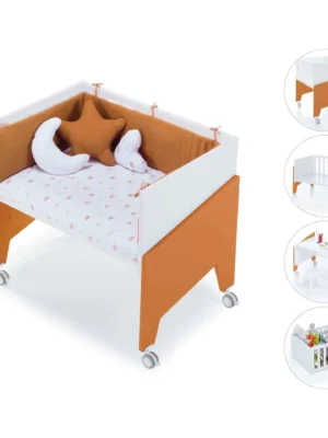 Minicuna de colecho 50x80 Equo blanca/terracota (5en1)