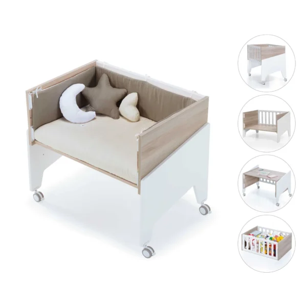 Minicuna de colecho 50x80 Equo Life madera/blanca (5en1)