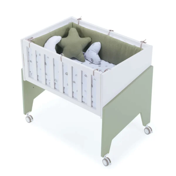 Minicuna de colecho 50x80 Equo blanca/verde-oliva (5en1)