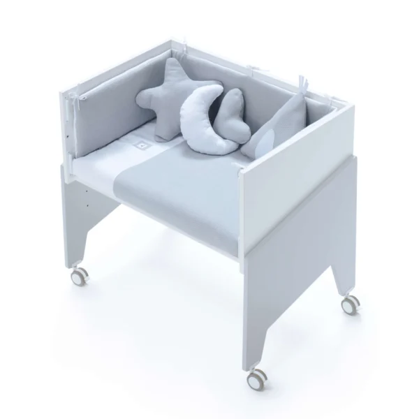 C1078-TX178 Minicuna de colecho 50x80 Equo blanca/gris (5en1)