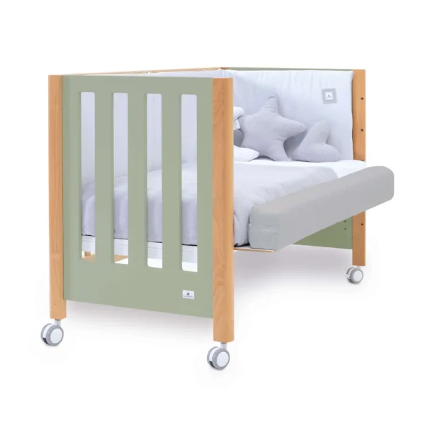 Cuna colecho Occa madera/verde-oliva 60x120 cm (5en1)