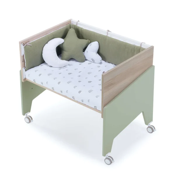 Minicuna de colecho 50x80 Equo Life madera/verde-oliva (5en1)