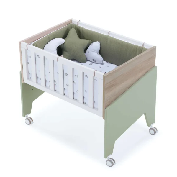 Minicuna de colecho 50x80 Equo Life madera/verde-oliva (5en1)