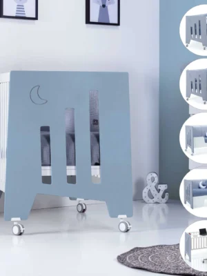 C181-M7741 Cuna colecho Omni Due Blu denim azul 60x120 cm (5en1)