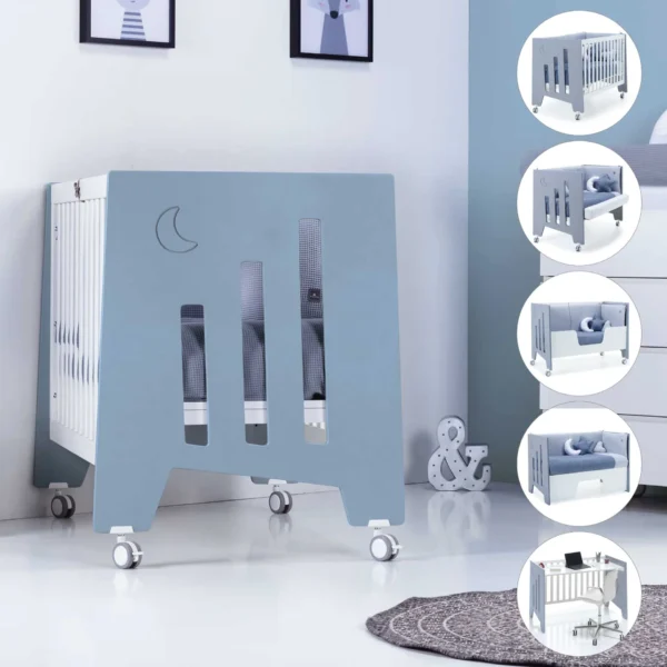 Cuna colecho Omni Due Blu denim azul 60x120 cm (5en1)