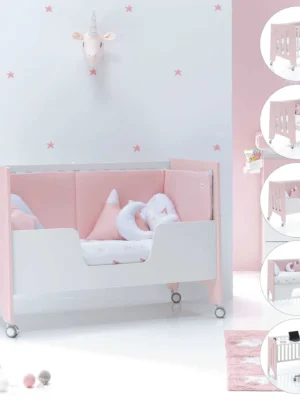 C181-M7742 Cuna colecho Omni Due Flamingo rosa 60x120 cm (5en1)