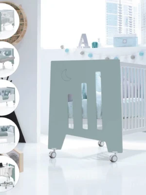 C181-M7757-ETAPAS Cuna colecho Omni Due Eucalyptus verde eucalipto 60x120 cm (5en1)