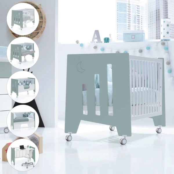 Cuna colecho Omni Due Eucalyptus verde eucalipto 60x120 cm (5en1)