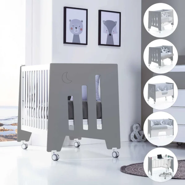 Cuna colecho Omni Due Antracita blanco/antracita 60x120 cm (5en1)