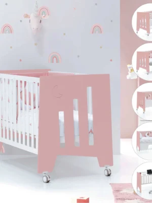 C181-M7759-ETAPAS Cuna colecho Omni Due Quarzo rosa/blanco 60x120 cm (5en1)