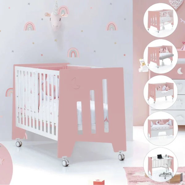 Cuna colecho Omni Due Quarzo rosa/blanco 60x120 cm (5en1)