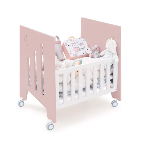 Minicuna 60x80 cm y cuna 60x120 cm Omni Tre Flamingo rosa claro (7en1)
