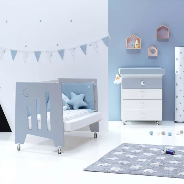 Cuna colecho Omni Due Blu denim azul 60x120 cm (5en1)