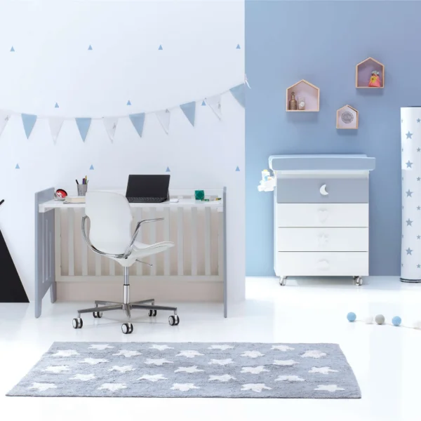 Minicuna 60x80 cm y cuna 60x120 cm Omni Tre Blu denim claro (7en1)