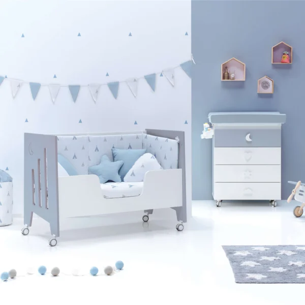 Cuna colecho Omni Due Blu denim azul 60x120 cm (5en1)