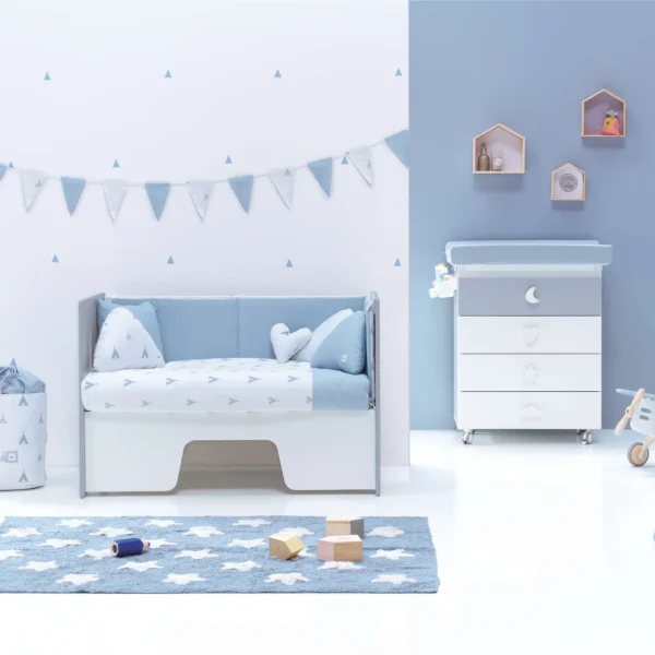 Cuna colecho Omni Due Blu denim azul 60x120 cm (5en1)