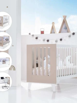 Cuna colecho Nexor Due Arena blanco/beige 60x120 cm (4en1)