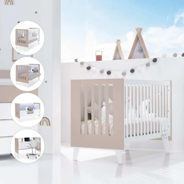 Cuna colecho Nexor Due Arena blanco/beige 60x120 cm (4en1)