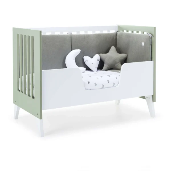 Cuna colecho Nexor Due Erba blanca/verde-oliva 60x120 cm (4en1)