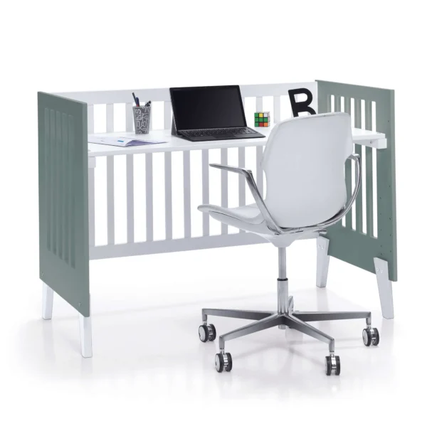 Minicuna y cuna todo en uno Nexor Tre Eucalyptus blanca/verde eucalipto (7en1)