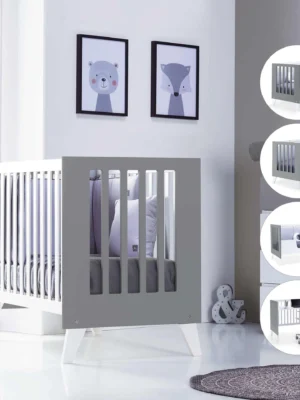 Cuna colecho Nexor Due blanco/antracita 60x120 cm (4en1)