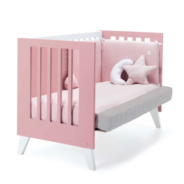 Cuna colecho Nexor Due Quarzo blanca/rosa 60x120 cm (4en1)