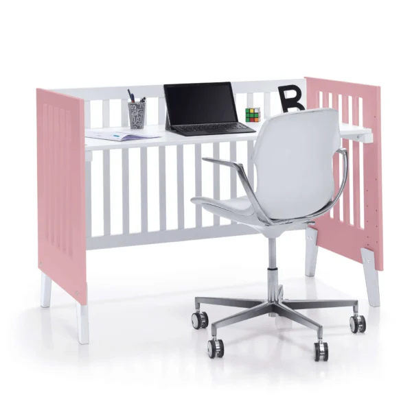 Minicuna y cuna todo en uno Nexor Tre Quarzo blanca/rosa (7en1)