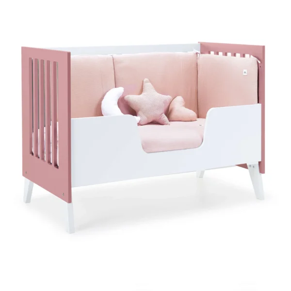 Cuna colecho Nexor Due Quarzo blanca/rosa 60x120 cm (4en1)
