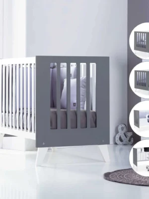 C187-M7769 Cuna colecho Nexor Due blanca/marengo 60x120 cm (4en1)