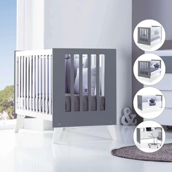 Cuna colecho Nexor Due blanca/marengo 60x120 cm (4en1)