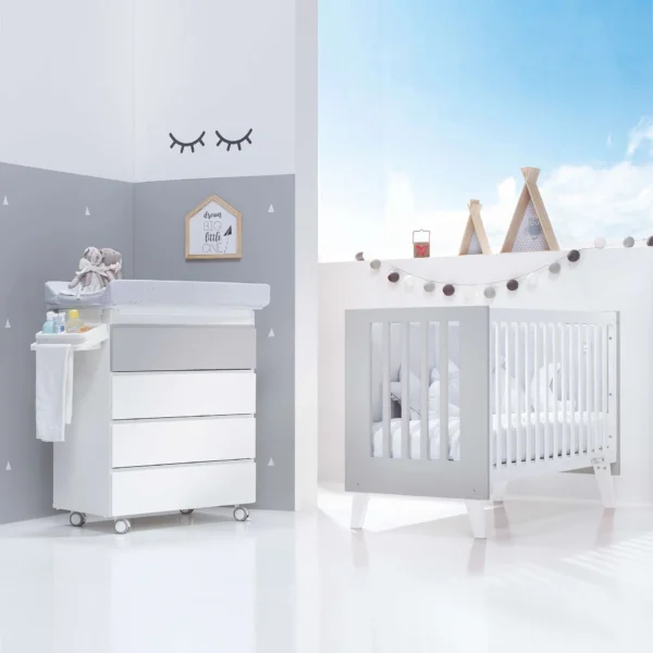 C187-M7778-AMB-SEMI Minicuna y cuna todo en uno Nexor Tre Grey blanca/gris (7en1)
