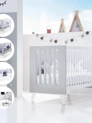 Cuna colecho Nexor Due blanco/gris 60x120 cm (4en1)