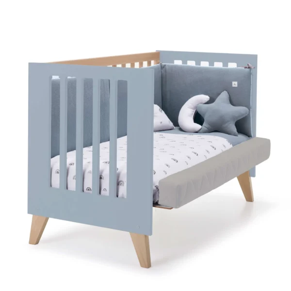 Cuna colecho Nexor Due madera/celeste 60x120 cm (4en1)