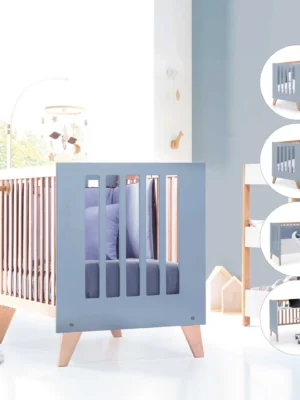 Cuna colecho Nexor Due madera/celeste 60x120 cm (4en1)