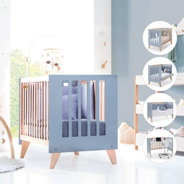 Cuna colecho Nexor Due madera/celeste 60x120 cm (4en1)