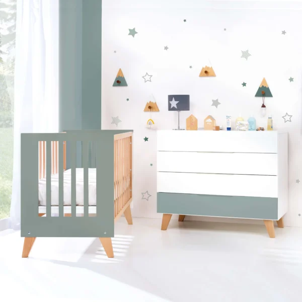 Minicuna convertible en cuna Nexor Tre Eucalyptus madera/verde (7en1)