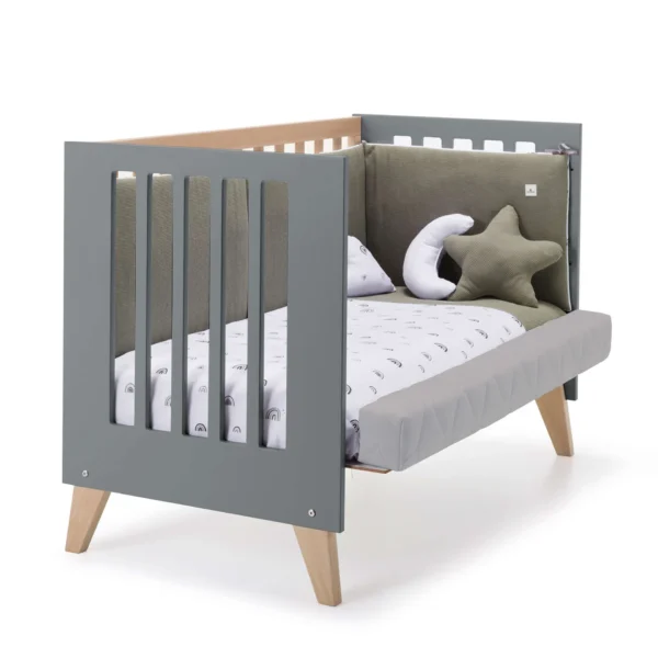 Cuna colecho Nexor Due madera/antracita 60x120 cm (4en1)