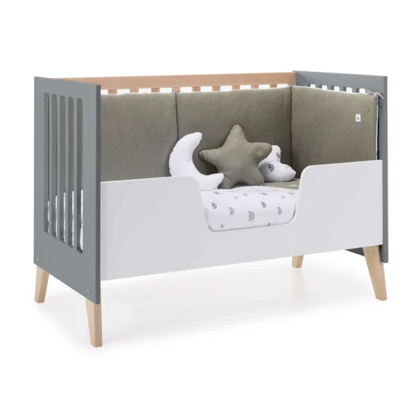 Cuna colecho Nexor Due madera/antracita 60x120 cm (4en1)
