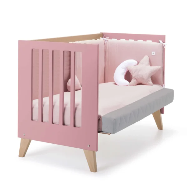 Cuna colecho Nexor Due Quarzo madera/rosa 60x120 cm (4en1)