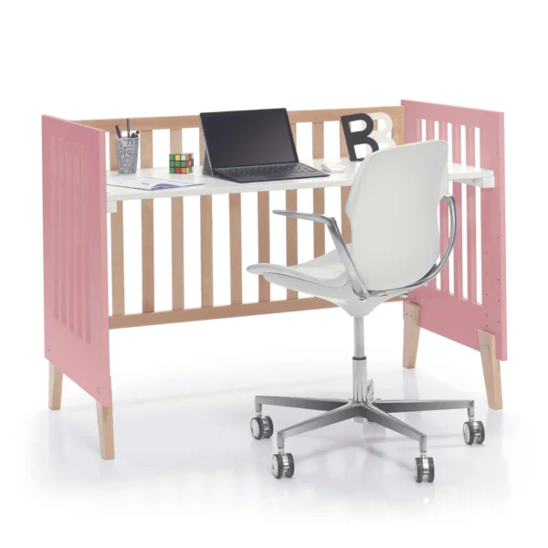 Minicuna convertible en cuna Nexor Tre Quarzo madera/rosado (7en1)