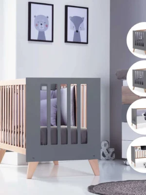 C187R-M6956 Cuna colecho Nexor Due madera/marengo 60x120 cm (4en1)