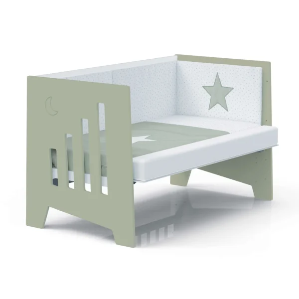 C191-M7756-CO Cuna-escritorio Omni XL verde-oliva 70x140 cm (2en1)