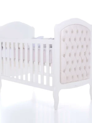 Cuna-cama época clásica blanca tapizada 70x140 cm