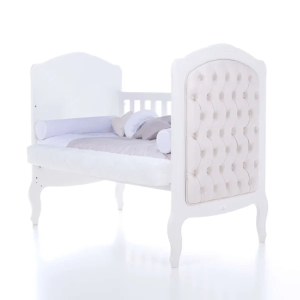 Cuna-cama época clásica blanca tapizada 70x140 cm