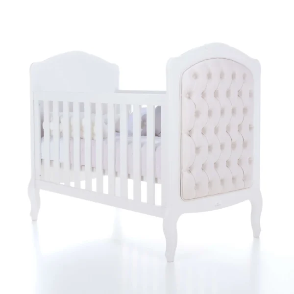 Cuna-cama época clásica blanca tapizada 70x140 cm