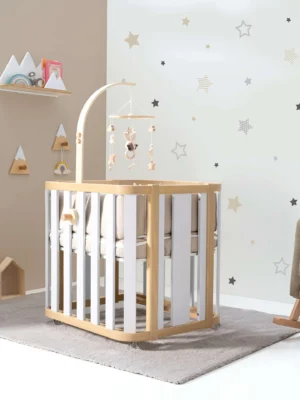 Minicuna de colecho ovalada 55x70 cm Crea Plus Uno madera/blanco