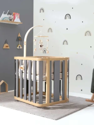 Minicuna de colecho ovalada 55x70 cm Crea Plus Uno madera/gris