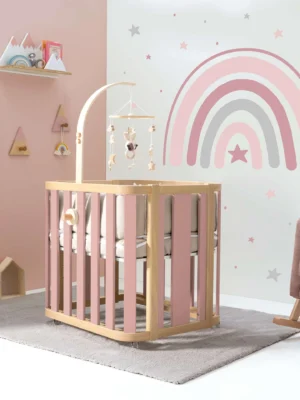 Minicuna de colecho ovalada 55x70 cm Crea Plus Uno madera/rosa
