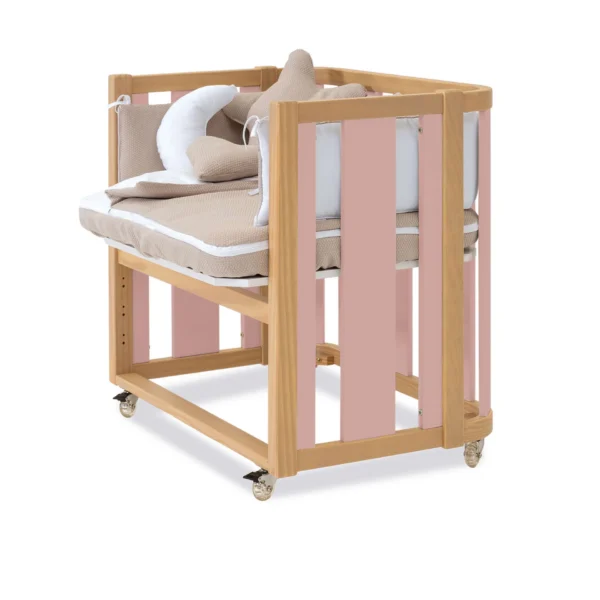 C354-M5059-TX122-COL-FRO Minicuna de colecho ovalada 55x70 cm Crea Plus Uno madera/rosa